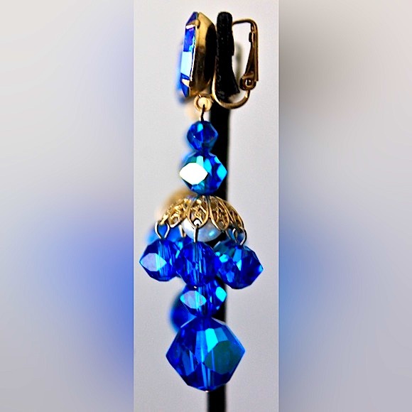 LEWIS SEGAL OF CALIFORNIA EARRINGS CLIP DANGLES 4 INCH VINTAGE - Picture 7 of 8